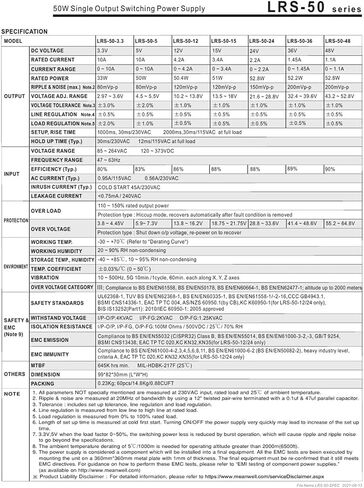 LRS-50-3.3,LRS-50-5,LRS-50-12,LRS-50-15,LRS-50-24,LRS-50-36,LRS-50-48 Power Supply(LRS-50-3.3V_50W) in Saudi Arabia