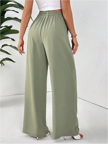Soly Hux Women's Gress Dress Pants مرنة الخصر عريض الساق العمل بنطلون غير رسمي in Saudi Arabia
