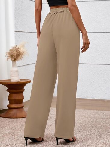 BTFBM Women's Pants 2025 Fall Elastic High Waisted Trousers Stretchy Comfy Lounge Palazzo Pant Wide Leg Sweatpants in Saudi Arabia