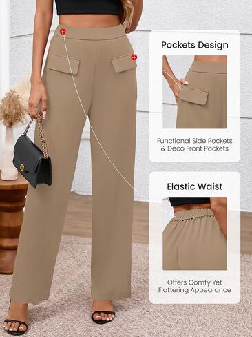 BTFBM Women's Pants 2025 Fall Elastic High Waisted Trousers Stretchy Comfy Lounge Palazzo Pant Wide Leg Sweatpants in Saudi Arabia