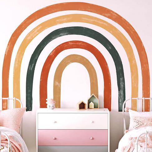 Large Watercolor Rainbow Wall Decals, Colorful Peel and Stick Fabric Nursery Wall Decor, Removable Home Room Wall Decor Murals Stickers for Kids Girls Toddler Bedroom Living Room Playroom in Saudi Arabia