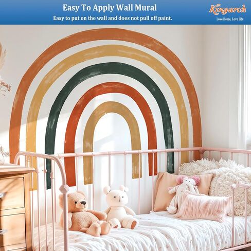Large Watercolor Rainbow Wall Decals, Colorful Peel and Stick Fabric Nursery Wall Decor, Removable Home Room Wall Decor Murals Stickers for Kids Girls Toddler Bedroom Living Room Playroom in Saudi Arabia