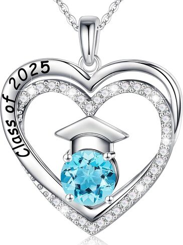 Ursilver Graduation Gifts for Her 2024, S925 Sterling Silver Birthstone Necklace Engraved Class of 2024 Pendant Graduation Necklaces High School College Graduation Gifts for Her 2024 in Kuwait