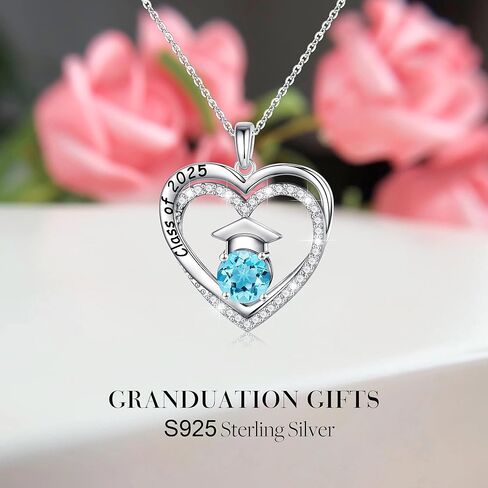 Ursilver Graduation Gifts for Her 2024, S925 Sterling Silver Birthstone Necklace Engraved Class of 2024 Pendant Graduation Necklaces High School College Graduation Gifts for Her 2024 in Kuwait