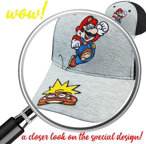 Nintendo Super Mario Boys Baseball Cap - الأعمار من 4 إلى 12 عامًا - العديد من الأساليب والألوان - القطن القابل للتعديل - 100 ٪ (قفز ماريو) in Saudi Arabia