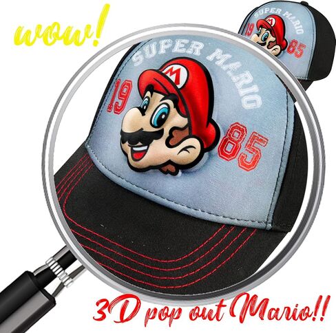 Nintendo Super Mario Black and Red Baseball Cap - for Boys 4-12 Years - Super Mario and 1985 Classic Design - Adjustable - 100% Cotton in Saudi Arabia