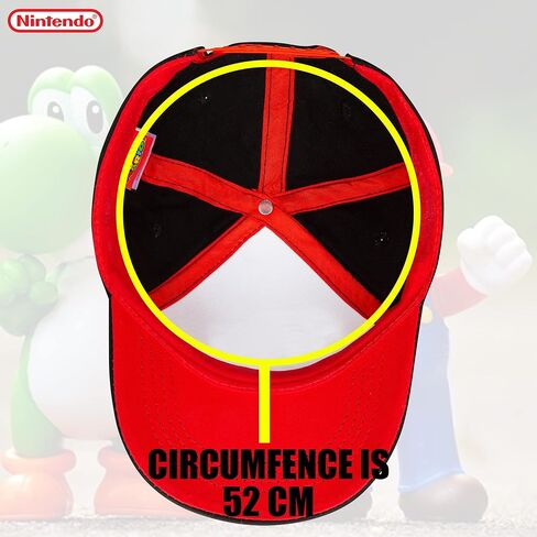 Nintendo Super Mario Black and Red Baseball Cap - for Boys 4-12 Years - Super Mario and 1985 Classic Design - Adjustable - 100% Cotton in Saudi Arabia