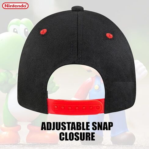 Nintendo Super Mario Black and Red Baseball Cap - for Boys 4-12 Years - Super Mario and 1985 Classic Design - Adjustable - 100% Cotton in Saudi Arabia