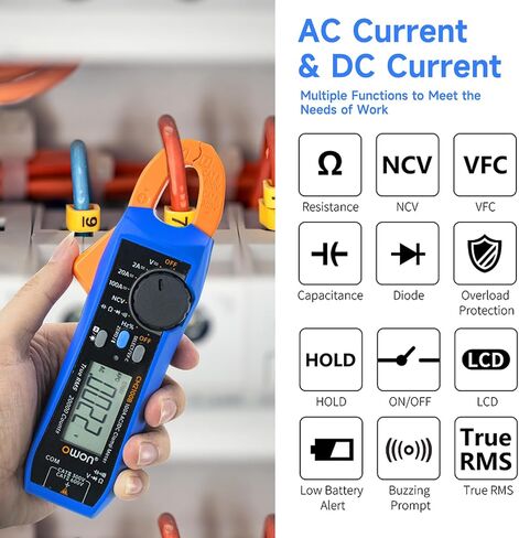 OWON CM2100B Bluetooth Digital Clamp Meter Auto Range 20000 Counts AC/DC Resistance Capacitance Tester Multiple Measurement Functions NCV VFC Diode Overload Protection True RMS Multimeter in Saudi Arabia