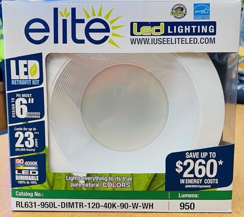 Elite RL631 6" LED Baffle Retrofit Kit, 950 Lumens (White, 4000K) in Kuwait