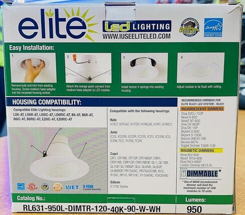Elite RL631 6" LED Baffle Retrofit Kit, 950 Lumens (White, 4000K) in Kuwait