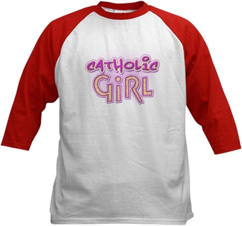 CafePress Catholic Girl Grafitti Kids Baseball Jersey Kids Cotton Baseball Jersey, 3/4 Raglan Sleeve Shirt in Saudi Arabia