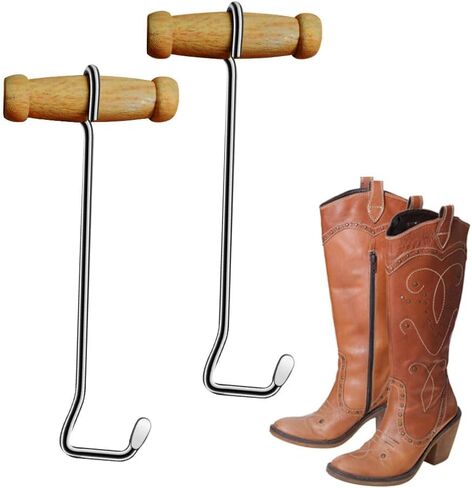 خطافات حذاء من الصلب 9 "مع مقبض الخشب ، مجتذب التمهيد لرعاة رعاة البقر ، ركوب الخيل ، أحذية العمل ، مجتذب الأحذية الصلب الثقيلة (2 خطاف) in Kuwait