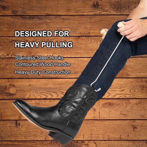 خطافات حذاء من الصلب 9 "مع مقبض الخشب ، مجتذب التمهيد لرعاة رعاة البقر ، ركوب الخيل ، أحذية العمل ، مجتذب الأحذية الصلب الثقيلة (2 خطاف) in Kuwait