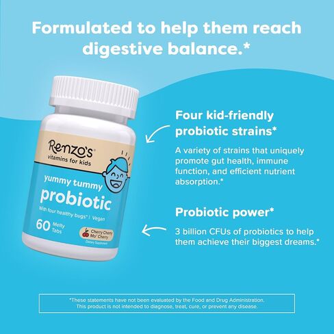 Renzo's Roll Call Immunity, Daily Postbiotic – Dissolvable Kids Immune Support Supplement - Sugar-Free Kids Vitamins, 30 Orange-Flavored Melty Tabs in Saudi Arabia