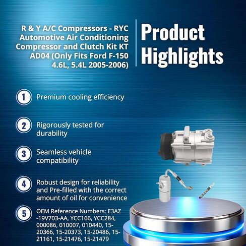 RYC Automotive Air Conditioning Compressor and Clutch Kit KT AD04 (Only Fits Ford F-150 4.6L, 5.4L 2005-2006) in Saudi Arabia