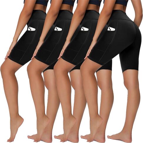 Sundwudu 4 Pack Biker Shorts for Women - 5"/8" High Waist Tummy Control Summer Workout Shorts for Running Yoga Athletic in Kuwait