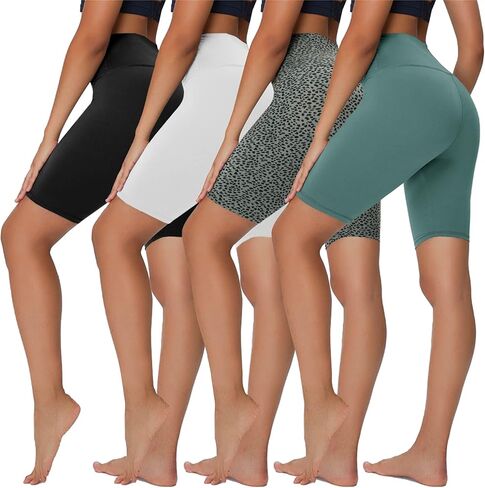 Sundwudu 4 Pack Biker Shorts for Women - 5"/8" High Waist Tummy Control Summer Workout Shorts for Running Yoga Athletic in Kuwait