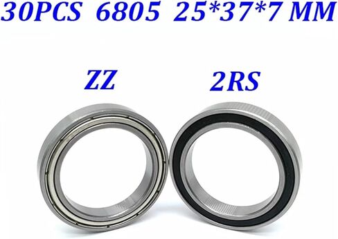 30PCS ABEC-5 6805-2RS 6805ZZ 6805 2RS ZZ 25X37X7 MM حاملي رفيع الجدار الختم محمل كرات الأخدود العميق (6805-AZZ ، ABEC 1) in Kuwait