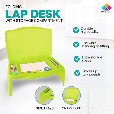 MavoCraft™ New Black Folding Lap Desk, Laptop Desk, Breakfast Table, Bed Table, Serving Tray - The lapdesk Contains Extra Storage Space and dividers & Folds Very Easily, Great for Kids, Adults. in Saudi Arabia