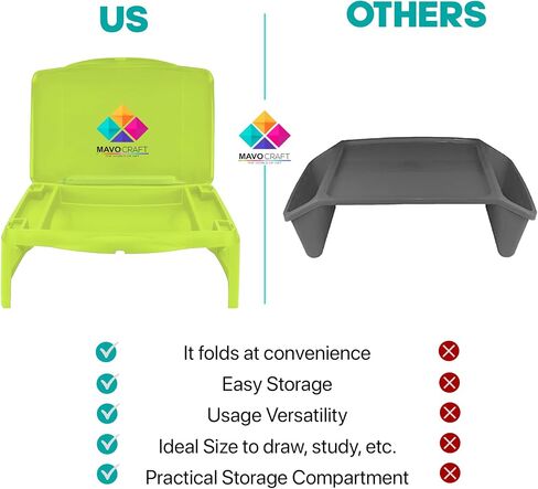 MavoCraft™ New Black Folding Lap Desk, Laptop Desk, Breakfast Table, Bed Table, Serving Tray - The lapdesk Contains Extra Storage Space and dividers & Folds Very Easily, Great for Kids, Adults. in Saudi Arabia