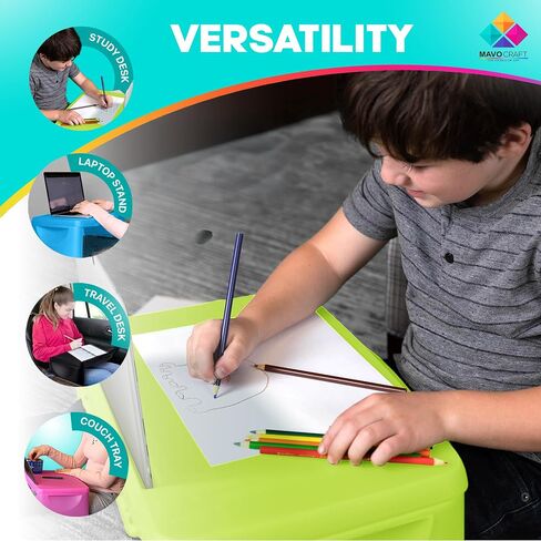 MavoCraft™ New Black Folding Lap Desk, Laptop Desk, Breakfast Table, Bed Table, Serving Tray - The lapdesk Contains Extra Storage Space and dividers & Folds Very Easily, Great for Kids, Adults. in Saudi Arabia