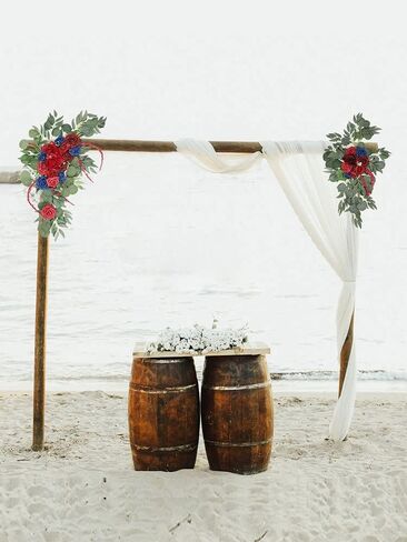 Artificial Wedding Arch Flowers Kit, 2 Pcs Garlands Silk Peony Flower Swag, Rustic Artificial Eucalyptus Greenery Floral Swag, Artificial Floral Garland Wreath for Wedding Ceremony Party Home(Pink) in Kuwait