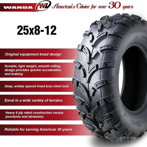 Wanda One UTV /ATV Tyre 25x8-12 25x8x12 /6PR P373 Lit Mud - 10243 in Kuwait