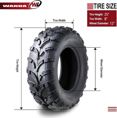 Wanda One UTV /ATV Tyre 25x8-12 25x8x12 /6PR P373 Lit Mud - 10243 in Kuwait