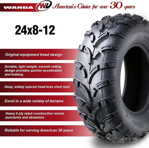 Wanda One UTV /ATV Tyre 25x8-12 25x8x12 /6PR P373 Lit Mud - 10243 in Kuwait