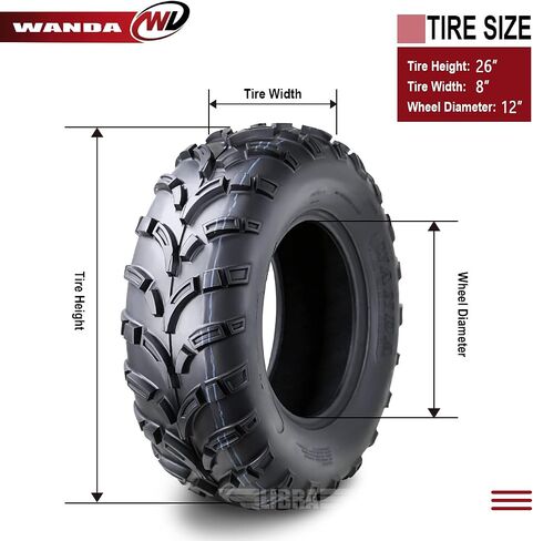 Wanda One UTV /ATV Tyre 25x8-12 25x8x12 /6PR P373 Lit Mud - 10243 in Kuwait