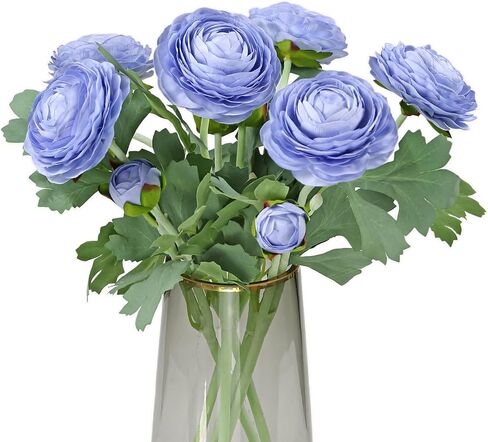 Artificial Ranunculus Flowers with Real Touch Stem, Silk Ranunculus Flowers (Champagne, 10pcs) in Kuwait