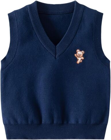 Meufam Toddler Baby Boys Sleeveless Vest V-Neck Pullover Sweater Soft Uniform Knitwear Waistcoat Fall Winter Clothes in Saudi Arabia