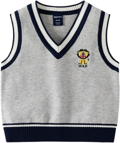 Toddler Baby Boys Vest Sweater V Neck Sweater Sleeveless School Uniform Knit Plaid Kids Vest Pullover Tops in Saudi Arabia