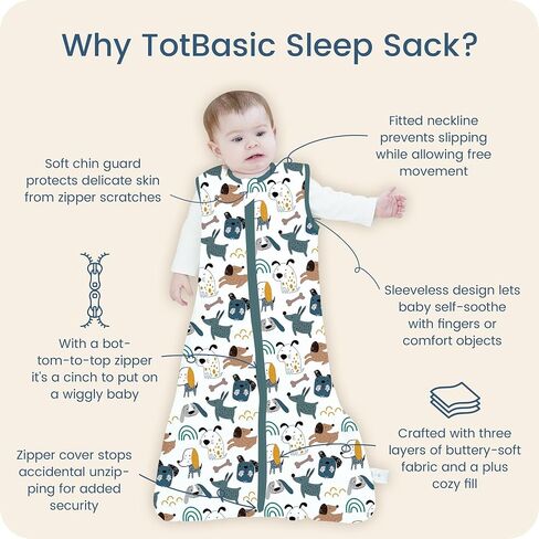 كيس نوم للأطفال الصغار من TOTBASIC، 0.5 TOG، كيس نوم للأطفال بطانية يمكن ارتداؤها 2t-4t مع سحاب آمن في اتجاهين، أكياس نوم فائقة النعومة لجميع المواسم، Brownie Buddies، عبوتان in Kuwait