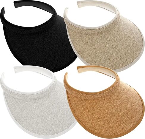 4Pcs Slip On Sun Visor Hats for Women UV Protection, Clip On Wide Brim Golf Visors for Summer Sports Travel Outdoor Activity Multi in Saudi Arabia