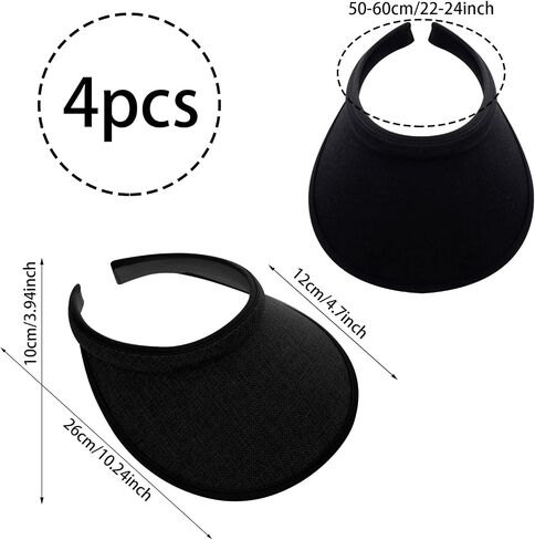 4Pcs Slip On Sun Visor Hats for Women UV Protection, Clip On Wide Brim Golf Visors for Summer Sports Travel Outdoor Activity Multi in Saudi Arabia