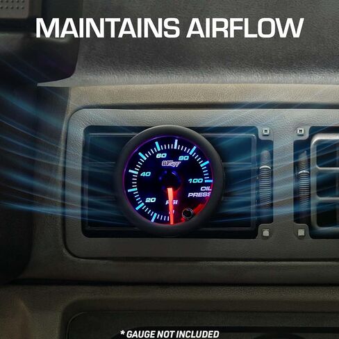 GlowShift Black Single Gauge Vent Pod متوافق مع فورد موستانج 1987-1993 - ABS Plastic - Mounts (1) 2-1/16 "(52 مم) in Saudi Arabia