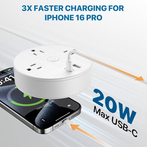 شريط طاقة مسطح للحماية من التيار الزائد مع سلك تمديد بطول 5 أقدام، 4 منافذ و4 منافذ USB (2 USB C)، مثالي للمكتب المنزلي، وغرفة الألعاب، وأساسيات غرفة النوم، قابل للتركيب على الحائط، مدرج في قائمة ETL، أسود in Saudi Arabia