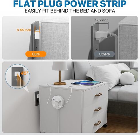 شريط طاقة مسطح للحماية من التيار الزائد مع سلك تمديد بطول 5 أقدام، 4 منافذ و4 منافذ USB (2 USB C)، مثالي للمكتب المنزلي، وغرفة الألعاب، وأساسيات غرفة النوم، قابل للتركيب على الحائط، مدرج في قائمة ETL، أسود in Saudi Arabia