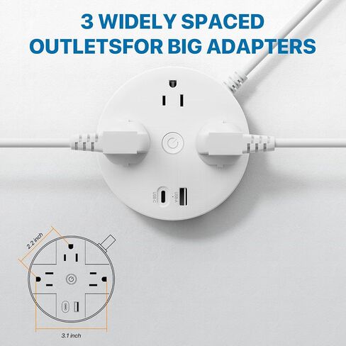 شريط طاقة مسطح للحماية من التيار الزائد مع سلك تمديد بطول 5 أقدام، 4 منافذ و4 منافذ USB (2 USB C)، مثالي للمكتب المنزلي، وغرفة الألعاب، وأساسيات غرفة النوم، قابل للتركيب على الحائط، مدرج في قائمة ETL، أسود in Saudi Arabia