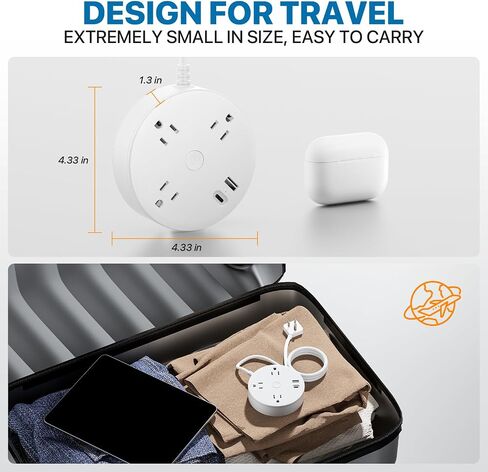 شريط طاقة مسطح للحماية من التيار الزائد مع سلك تمديد بطول 5 أقدام، 4 منافذ و4 منافذ USB (2 USB C)، مثالي للمكتب المنزلي، وغرفة الألعاب، وأساسيات غرفة النوم، قابل للتركيب على الحائط، مدرج في قائمة ETL، أسود in Saudi Arabia