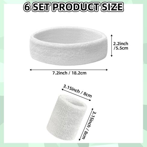 18 Pcs Sweatbands Headband Wristband Set Multicolored Striped Terry Cloth Sports Athletic Gym 80s Sweat Headbands in Kuwait