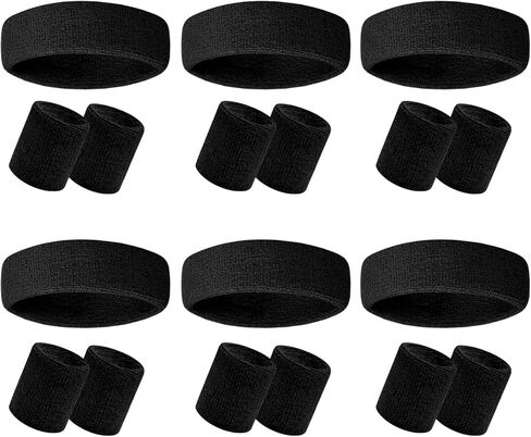 18 PCS عرقات العرق معصم عصابة مجموعة مجموعة متعددة الألوان تيري القماش الرياضية الرياضية الرياضية الرياضية 80S عرق العرق in Kuwait