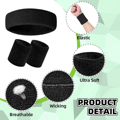 18 PCS عرقات العرق معصم عصابة مجموعة مجموعة متعددة الألوان تيري القماش الرياضية الرياضية الرياضية الرياضية 80S عرق العرق in Kuwait