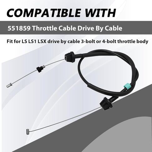 551859 Throttle Cable 38.8 "متوافق مع محرك LS1 LSX LS بواسطة رابط مسرع الكابل (ل 3 و 4 أجسام خنق الترباس) in Saudi Arabia
