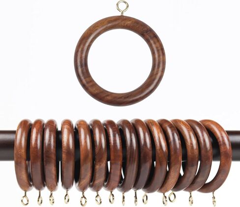 Premium Wooden Curtain Rings for Window and Door Decoration (24 Pieces) Wood Drapery Rings | Inner Dia 1.75 Inch and Outer Dia 2.5 Inch | Rosewood, Brown, TR-CR-01 in Saudi Arabia