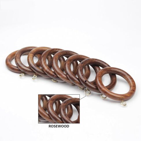 Premium Wooden Curtain Rings for Window and Door Decoration (24 Pieces) Wood Drapery Rings | Inner Dia 1.75 Inch and Outer Dia 2.5 Inch | Rosewood, Brown, TR-CR-01 in Saudi Arabia