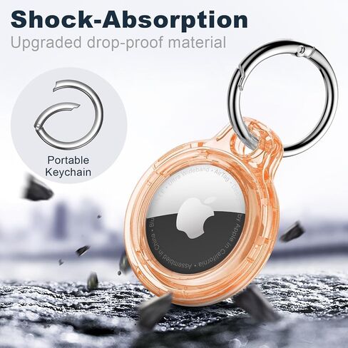 1|2|4 Pack for Airtag Holder Case with Keychain, Shockproof GPS Cover Anti-Scratch Key Chain for Air Tags, for Airtag Accessories for GPS Item Tracker Cases for Bags, Luggages, Black in Saudi Arabia