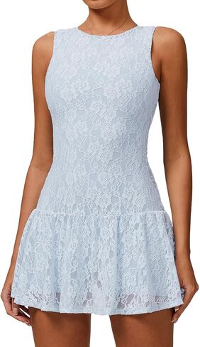 المرأة عالية الرقبة التنس الرجعية فستان بلا أكيام من الدانتيل غولف اللباس الرياضي بناء في القصيرة الفساتين الصغيرة in Kuwait